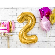 Palloncino Mylar a Forma di Numero 2 Due Oro 86 cm Compleanno