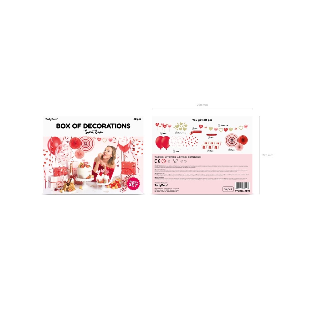 Kit Decorazioni Party Box Sweet Love Festa San Valentino da 32 Pezzi