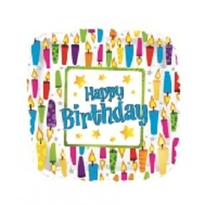 Palloncino rotondo in Foil con stampa di animali marini e scritta:Happy  Birthday. 45cm, multicolore