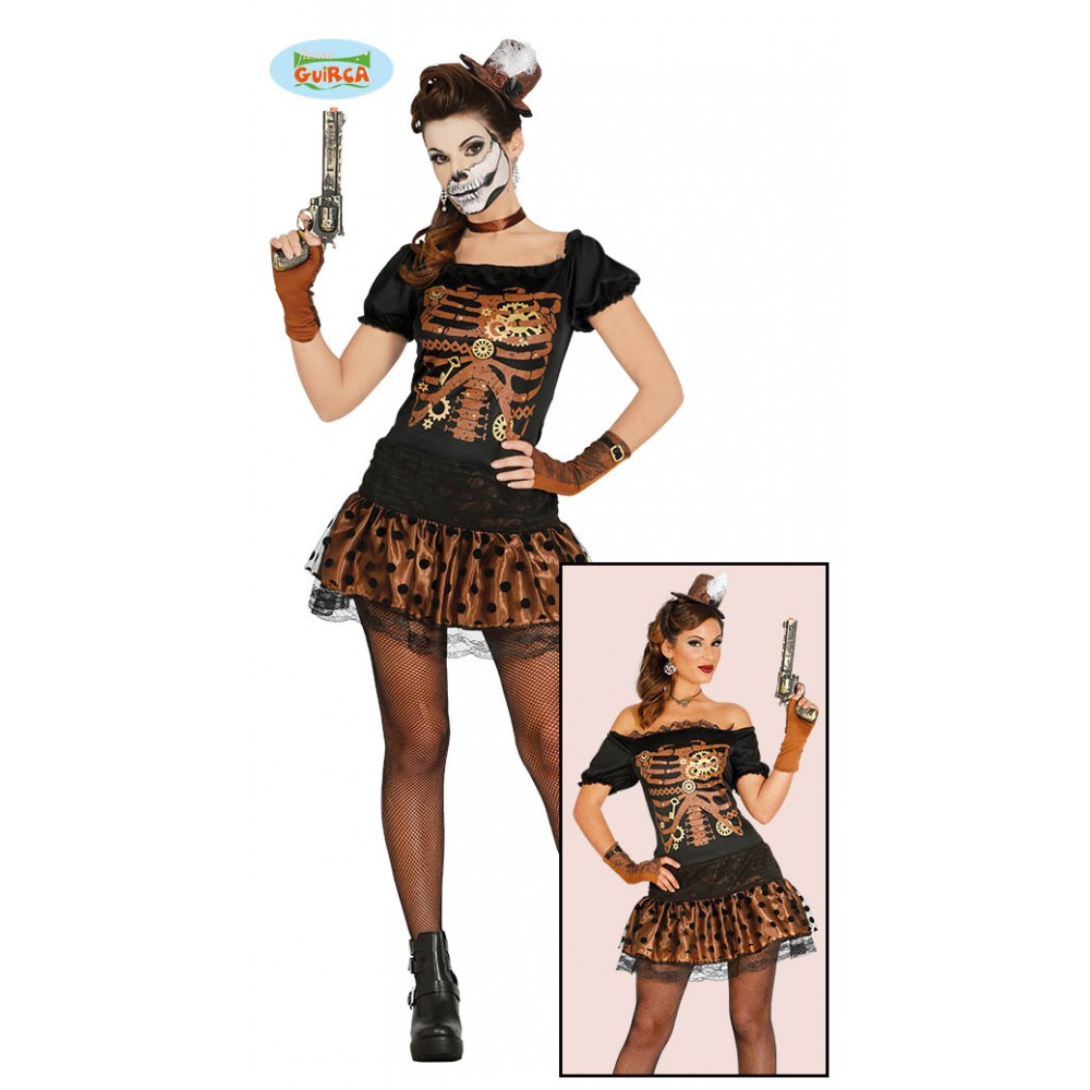 Costume Donna Scheletro Retro Teschio Umano Travestimento