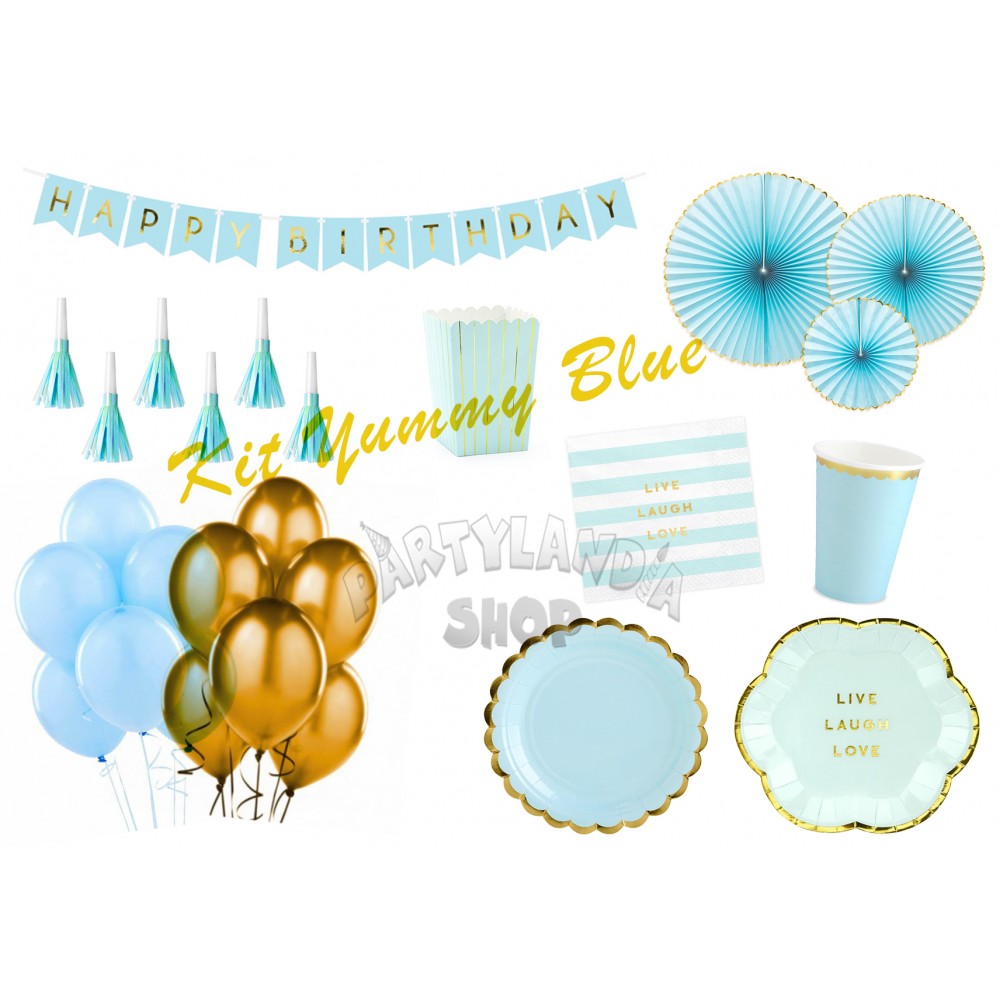 Visy Kit Decorazioni Idee Addobbi Set Bimbo Azzurro Divertente Festa Boy  Battesimo Compleanno Piatti Tovaglia Bicchieri Palloncini Candeline